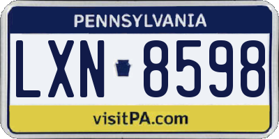 PA license plate LXN8598