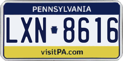PA license plate LXN8616