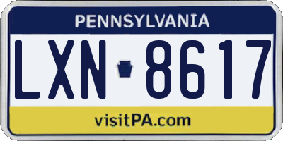 PA license plate LXN8617