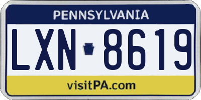 PA license plate LXN8619