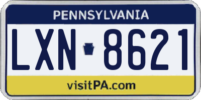 PA license plate LXN8621