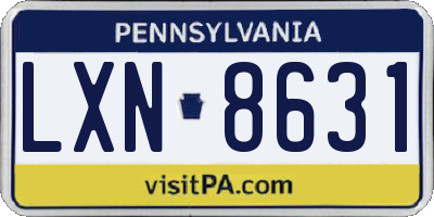 PA license plate LXN8631