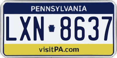 PA license plate LXN8637