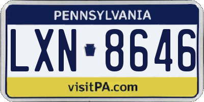 PA license plate LXN8646