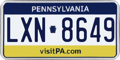 PA license plate LXN8649
