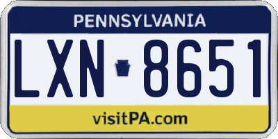 PA license plate LXN8651