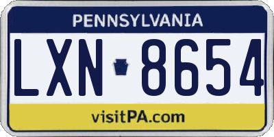 PA license plate LXN8654