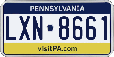 PA license plate LXN8661
