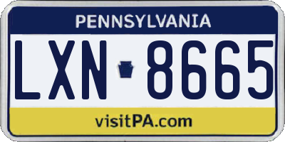 PA license plate LXN8665