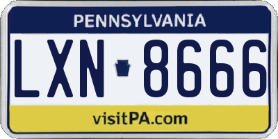PA license plate LXN8666