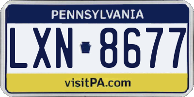 PA license plate LXN8677