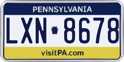PA license plate LXN8678