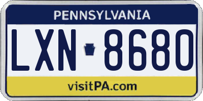PA license plate LXN8680