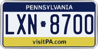 PA license plate LXN8700