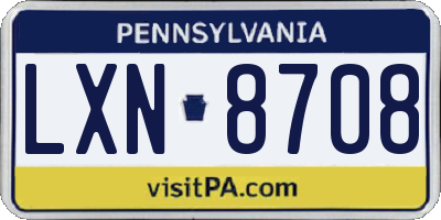 PA license plate LXN8708