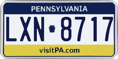 PA license plate LXN8717