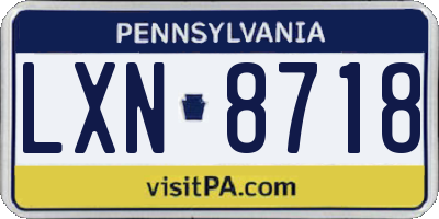 PA license plate LXN8718