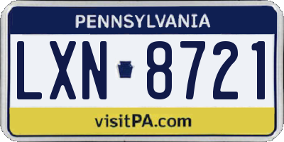 PA license plate LXN8721