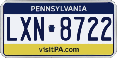 PA license plate LXN8722