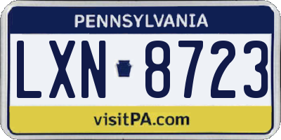 PA license plate LXN8723