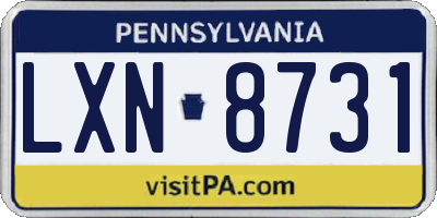 PA license plate LXN8731