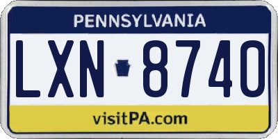 PA license plate LXN8740