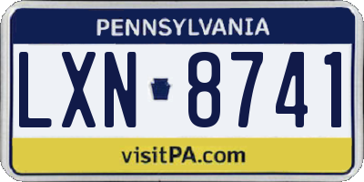 PA license plate LXN8741