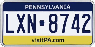 PA license plate LXN8742