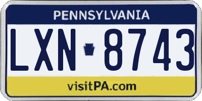 PA license plate LXN8743