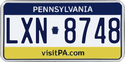 PA license plate LXN8748