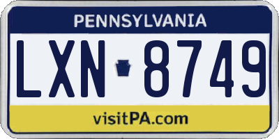 PA license plate LXN8749