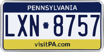 PA license plate LXN8757