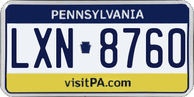 PA license plate LXN8760