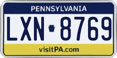 PA license plate LXN8769