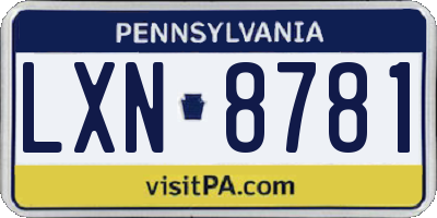 PA license plate LXN8781