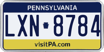 PA license plate LXN8784