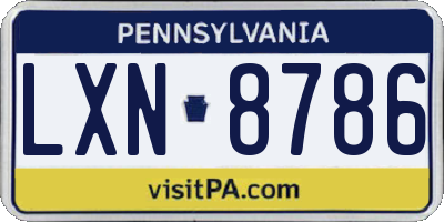 PA license plate LXN8786