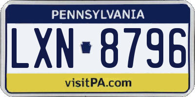 PA license plate LXN8796