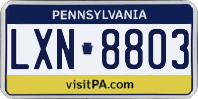 PA license plate LXN8803