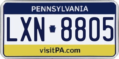 PA license plate LXN8805
