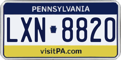 PA license plate LXN8820