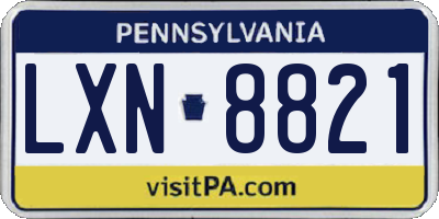 PA license plate LXN8821