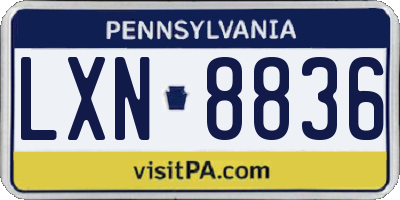 PA license plate LXN8836