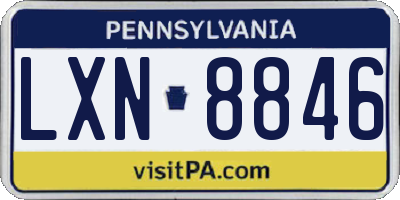 PA license plate LXN8846