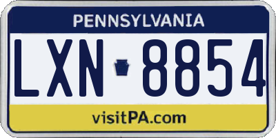 PA license plate LXN8854