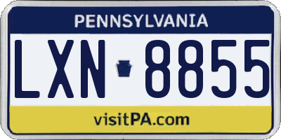 PA license plate LXN8855