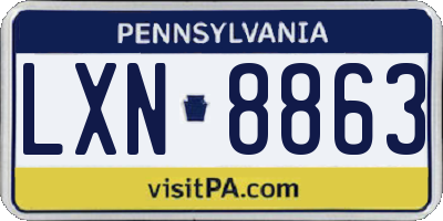 PA license plate LXN8863