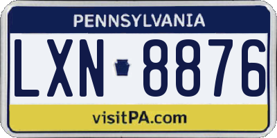 PA license plate LXN8876