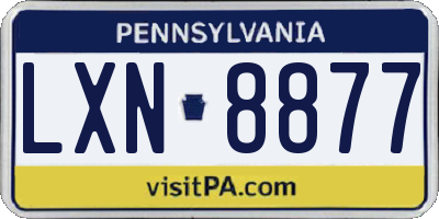 PA license plate LXN8877