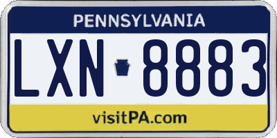 PA license plate LXN8883
